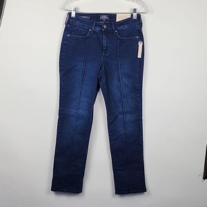 NYDJ womens 2 Sheri Slim lift x tuck stretchy dark wash denim ankle length nwt